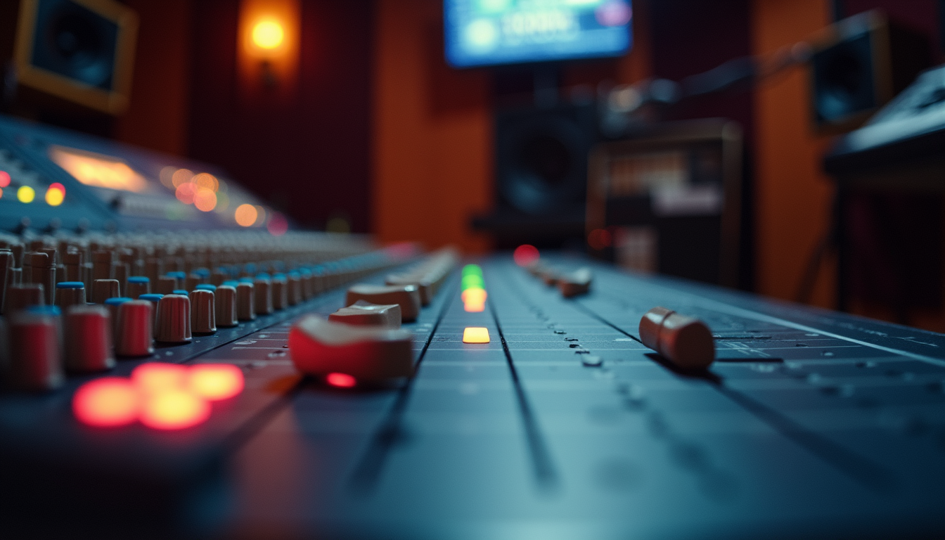 Console de mixage en studio